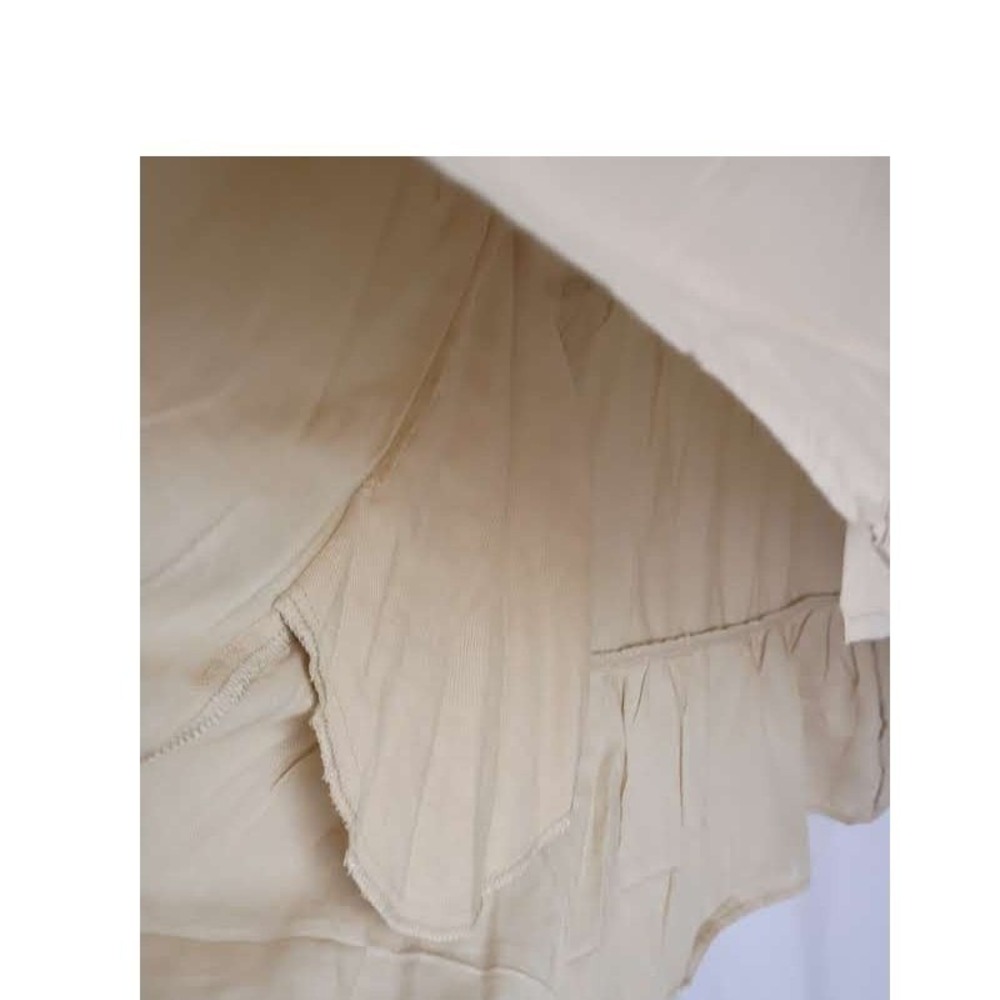 NWT RHEA Tan Tiered Babydoll Mini Dress L/XL Oversized Boho Viscose Short Sleeve - Picture 4 of 12